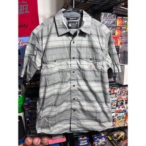 Size Medium - Carhartt Relaxed Fit Button Down Shirt Short Sleeve Stripes